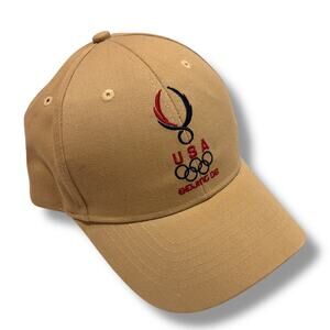2008 Beijing Olympics USA Hat Strapback Tan Brown 100% Cotton Baseball Cap